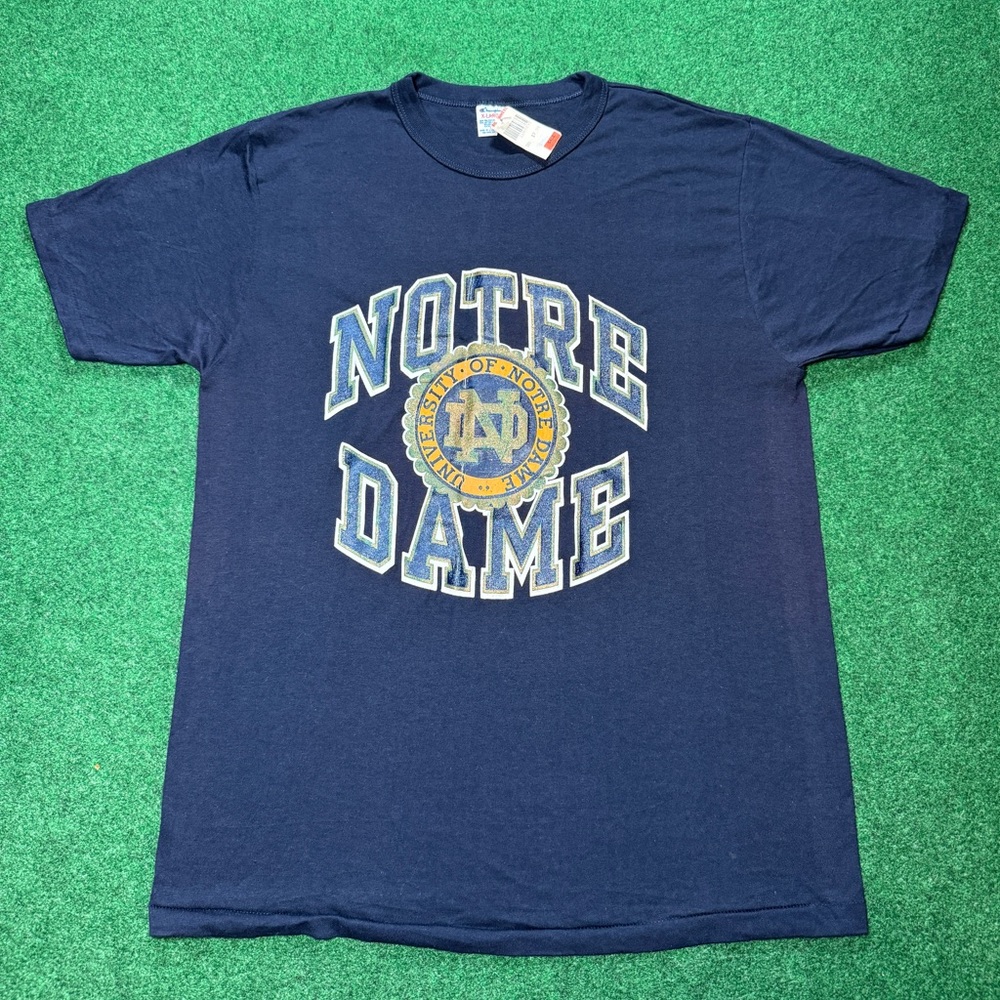 Vintage 80s University Of Notre Dame Champion Deadstock Mens Large T Shirt